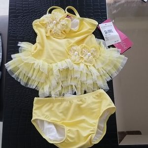 NWT Baby Yellow 2 -Piece Ruffle Swim Set